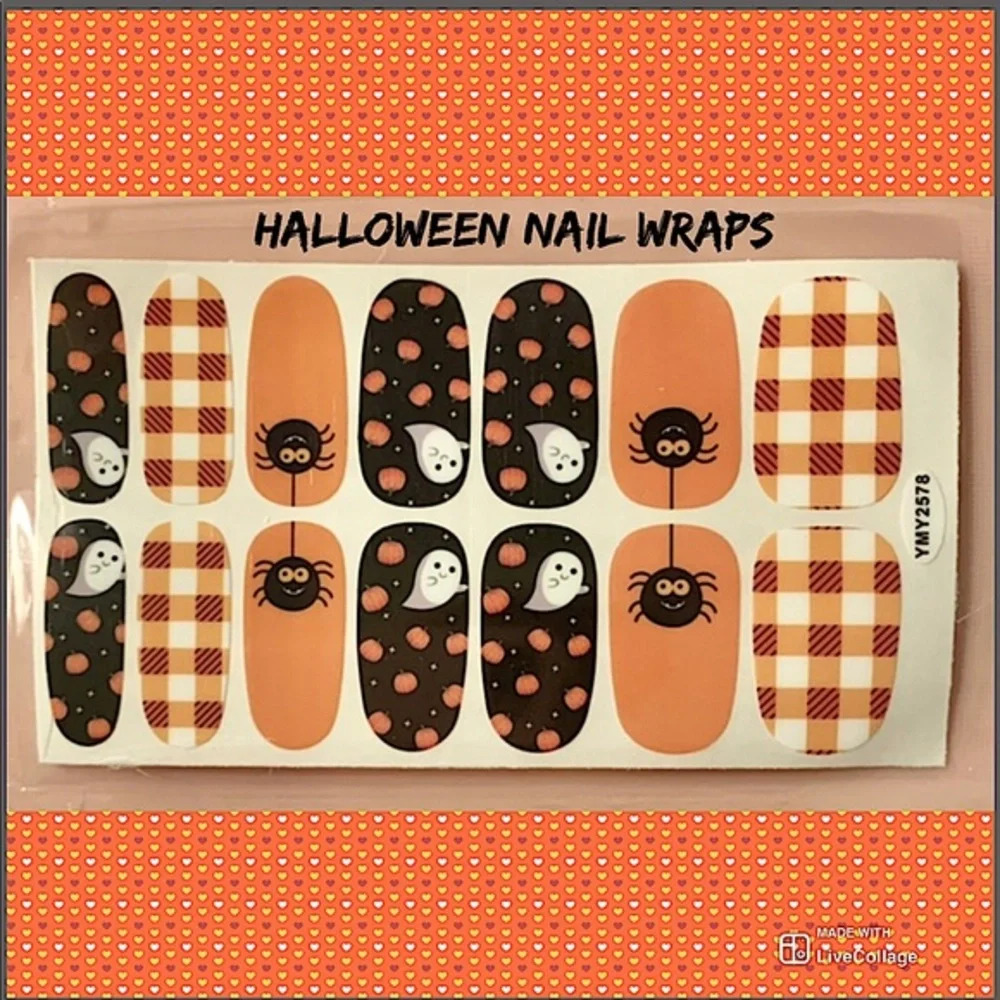 💌BO/GO$4 Halloween Nail Wrap Stickers spiders